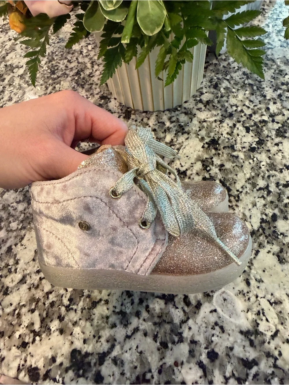 Kids Falcotto Velvet and Glitter High-Top Sneakers